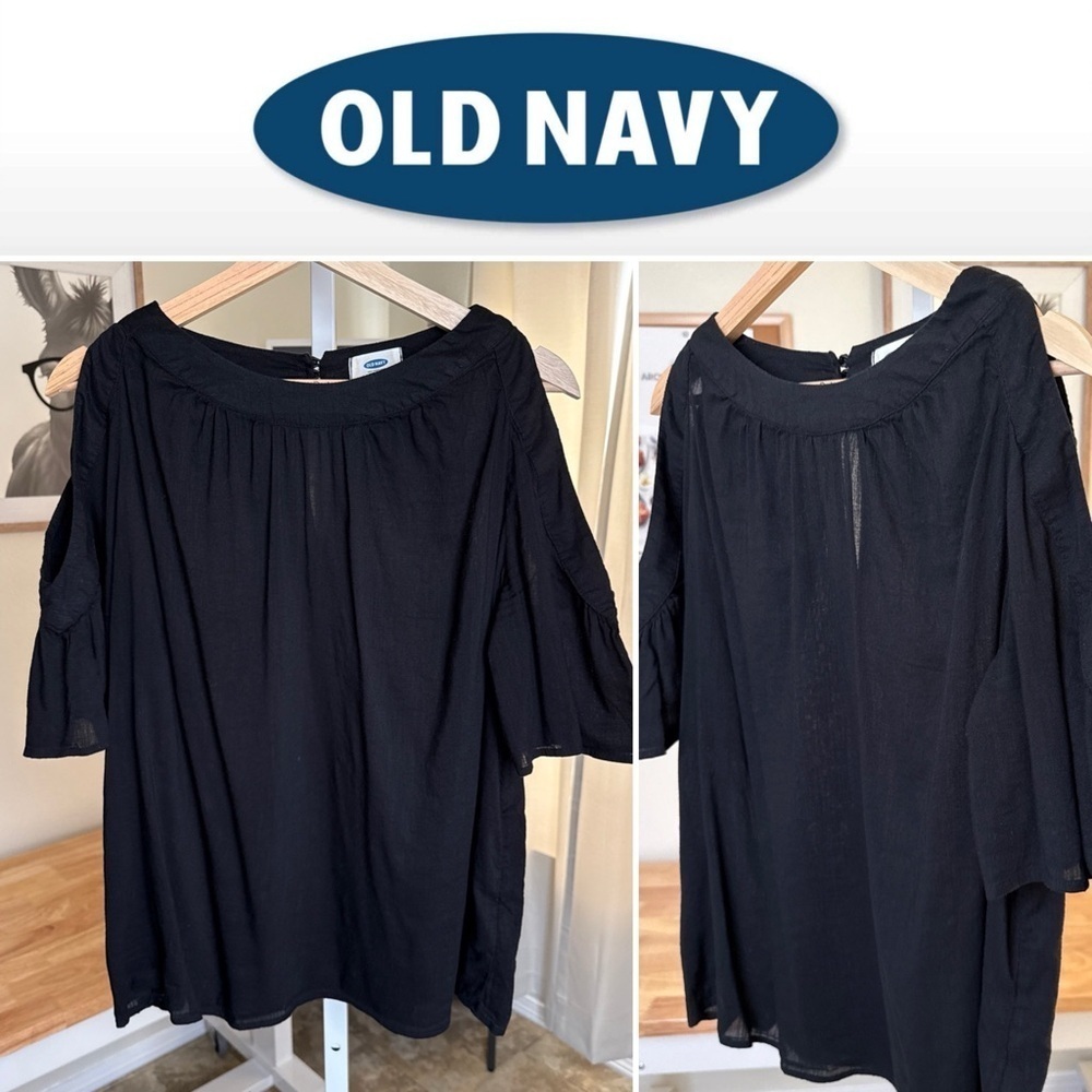 Old Navy Women’s Black Cold Shoulder Short Sleeve Top Size M